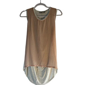 Chloe K Womens Hi Lo Top Sleeveless Dotted Accents Front Blush/Gray Size M